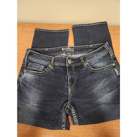 Silver Aiko kick flare capris 32 waist x 22 inseam - Picture 1 of 4